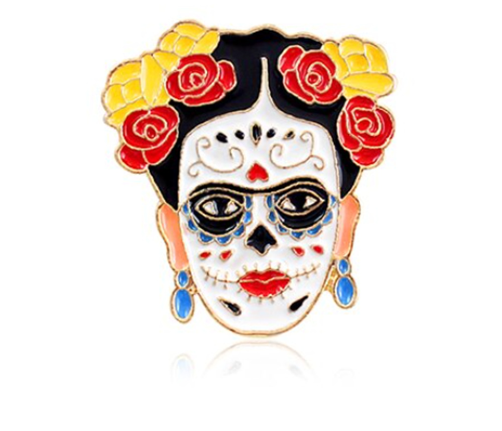 Mexican Painter Artist Frida Kahlo Self Portrait Day of the Dead Enamel Pins 117